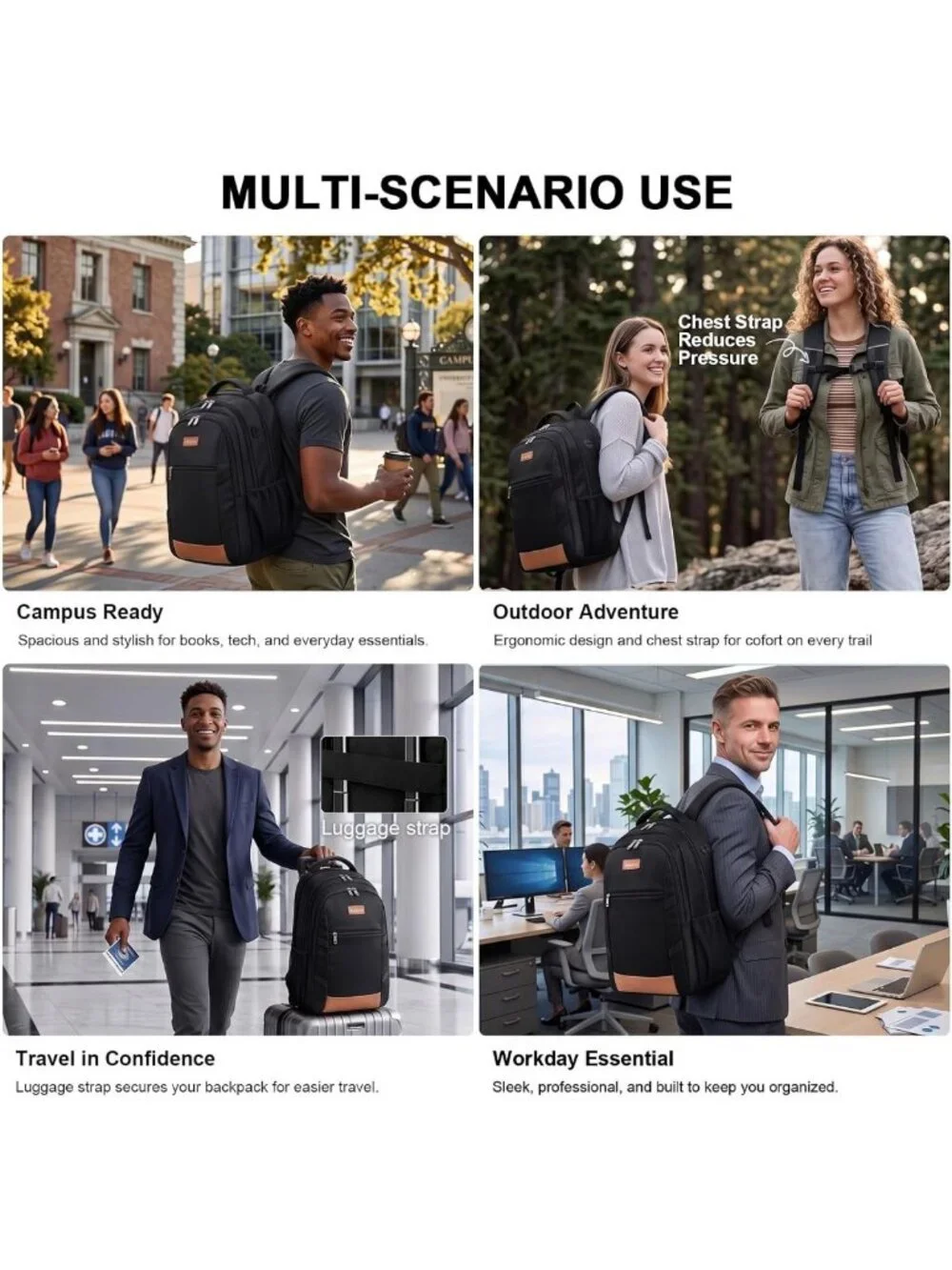 Slim Travel Laptop Backpack | Sturdy Work Bag for Office & Daily Commute